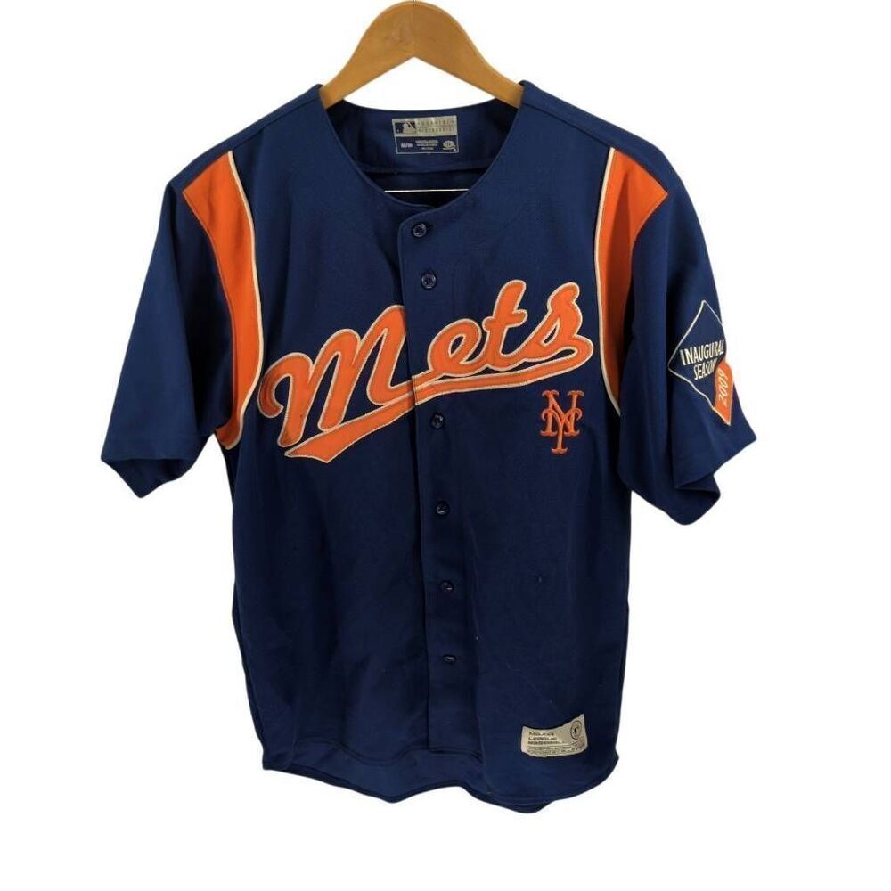 New York Mets NY Jersey Blue MLB Official True Fam Inaugural Season M Medium
